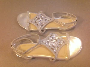 BAMBOO  Silver Sling Back Ankle Strap SEXY Sandal with Jewels & Glitter Size 7.5 - Picture 1 of 4