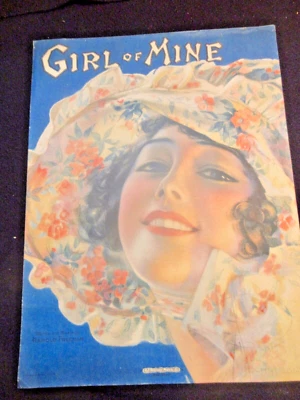 Arte de portada a color original de Rolf Armstrong 1917. Partituras Girl of Mine Foto 1 de 4