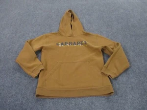 Carhartt Hoodie Sweatshirt Boys L Brown Pullover Logo Spellout Outdoors Youth - Picture 1 of 12
