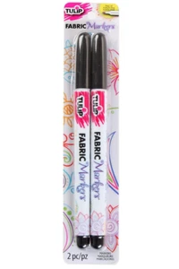 Tulip Permanent Nontoxic Fabric Markers Black 2 Pack-Laundry Markers,Fine Bullet - Picture 1 of 8