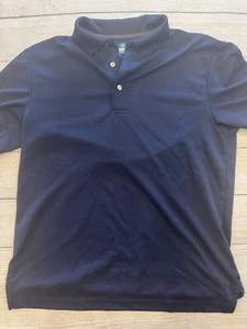 Ben Hogan Golf Polo Shirt Mens Medium Navy Blue Ribbed Knit Active Collared - Picture 1 of 4