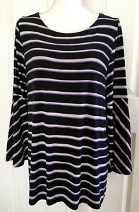 CHICO'S TRAVELERS Women's 2 (L) Top Tunic Acetate Slinky Bell Sleeves Stretch - Picture 1 of 8