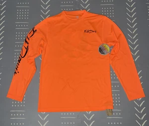 F.H. Davis Maglietta Uomo Sport Pesca Manica Lunga Arancione Neon, S - Foto 1 di 2