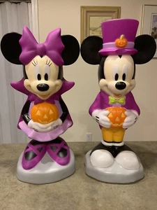 🎃Mickey And Minnie Mouse Pair Halloween Blow Molds Disney 24” Light Up New - Picture 1 of 7
