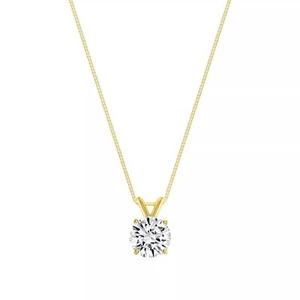 Natürlicher Diamant Solitär Anhänger Halskette in 14k Gelbgold Farbe G-I - Bild 1 von 3