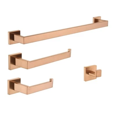 SUS304 Towel Bar Tissue Holder Hook Bathroom Accessories Set Brushed Rose Gold - Image 1 of 4