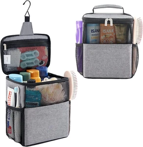 Portable Hanging Mesh Shower Caddy Bag Dorm Gym Travel Camping Quick Dry - Grey - Picture 1 of 12