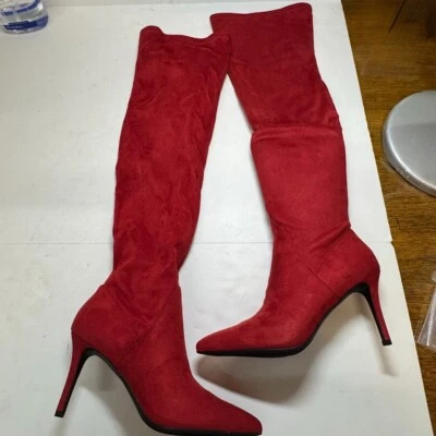 Jessica Simpson Mujer 6.5 M Rojo Cremallera Sobre la Rodilla Botas PANTALLA FF2 Foto 1 de 4