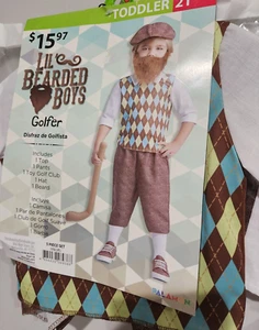 LIL' BEARDED BOYS GOLFER HALLOWEEN COSTUME 2T TODDLER - Picture 1 of 3
