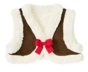 ❤ GYMBOREE girl brown crop vest bolero shrug cardigan M 8 10 suede bow - Picture 1 of 12