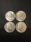 Four (4) Bu Franklin 90% Silver Half Dollar