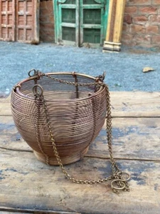 1890 Ancient Old Copper Hand Forged Hanging Bucket Chain Bucket - Picture 1 of 13