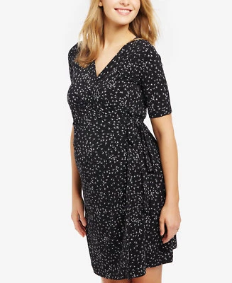 Motherhood Maternity Faux Wrap Dress - Black Wish Print - Size Small - NEW NWT - Image 1 of 3