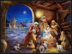 Patrones de punto de cruz Upon a Holy contados por la noche* gráficos artesanías con agujas hágalo usted mismo* - Imagen 1 de 2