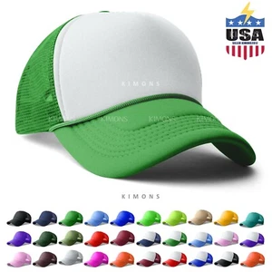 Trucker Hat Foam Mesh Baseball Cap Adjustable Snapback Army Solid Plain Men 2 - Picture 1 of 42
