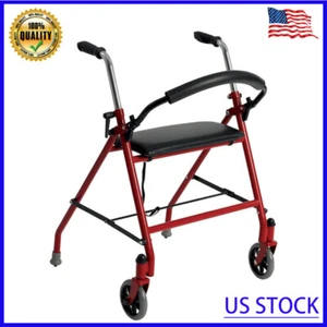 Foldable Rollator Walker with Seat Indoor Outdoor Adults Seniors  Elderly - Picture 1 of 3