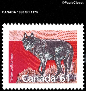 CANADA 1990 SC 1175 TIMBER WOLF 61¢ MULTI-CLR MINT NEVER HINGED OG VERY FINE - Picture 1 of 2
