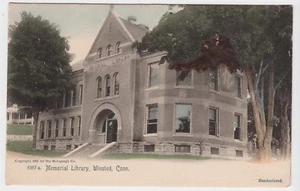 c1905 Vintage handkolorierte Gedenkbibliothek Winsted CT UDB Postkarte Rotograph Co - Bild 1 von 2