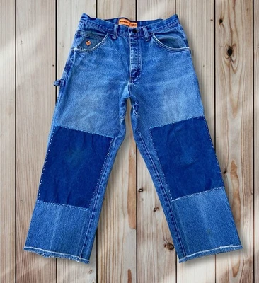 Wrangler FR Riggs Workwear Jeans CUSTOM Men's 32x27 Chooped Patched Knees Denim - Image 1 of 4