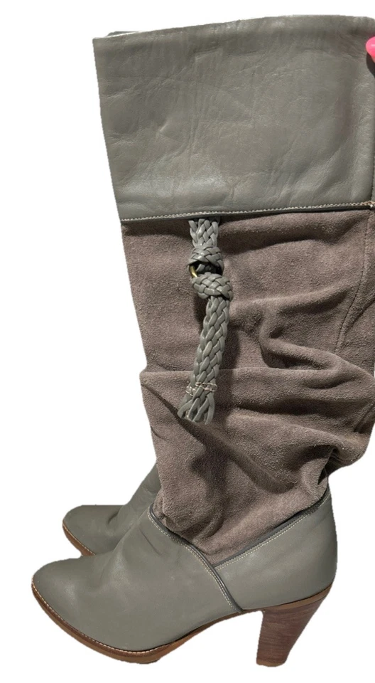 Botas vaqueras de cuero gris vintage DINGO para mujer talla 7M (6-6,5) tacón de 3,5" Foto 1 de 4