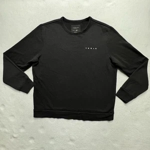 XL Tesla Fleece Lined Crewneck Sweatshirt Black Red Logo Embroidered XL - Picture 1 of 8