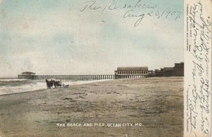 Ocean City MD The Beach & Pier Horse & Carriage 1907 Washington Pharmacy - Bild 1 von 2