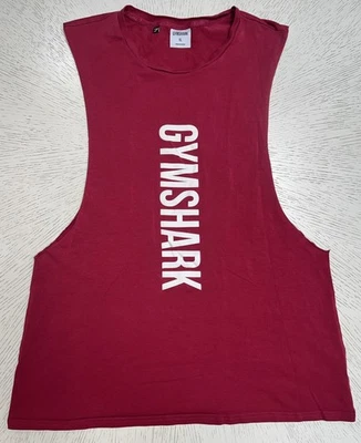 Camiseta sin mangas Gymshark para hombre XL roja con logotipo ropa deportiva frontal nota elegante Foto 1 de 4