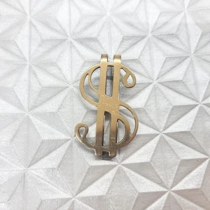 10K Yellow Gold Over Oval "Dollar Symbol" Money Clip Men's Jewelry w/ Engraved - Picture 1 of 6