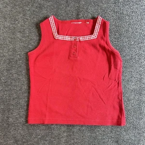 Hartstrings Vintage Y2K Mädchen Tank rot weiß Borte Knöpfe Detail ohne Etikett Gr. 6 - Bild 1 von 5