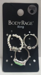 Spencers Body Rage Rings Pack Bee Skull Green Assorted Sizes New READ - Picture 1 of 5
