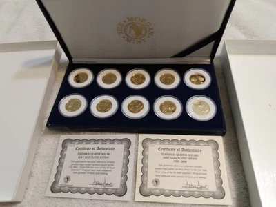 Ten Statehood Quarter Dollars 24 Karat Gold Plated Edition 1999-2000 Morgan Mint - Image 1 of 4