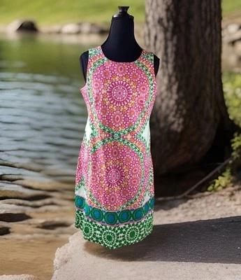 Vestido sem mangas vintage London Times mod psicodélico fabuloso 4 em excelente estado usado - Imagem 1 de 4