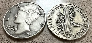 1916 Mercury Dime Chalkware Coin Wall Art Plaques, Modern Art Co 1970 Free Ship! - Picture 1 of 5