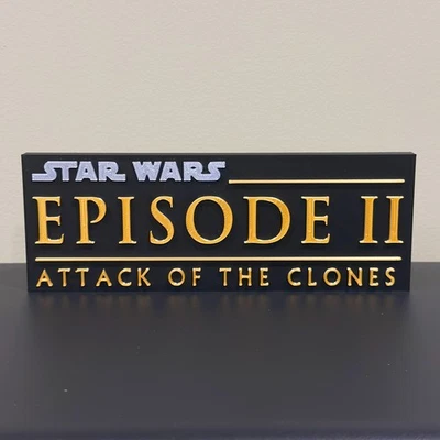 Letrero decorativo Star Wars Episodio II El Ataque de los Clones exhibición impresa en 3D Foto 1 de 3