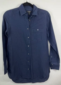 J Crew Damen The Perfect Shirt Baumwolle Leinen Hemd mit Knopfleiste 0 blau minimalistisch - Bild 1 von 7