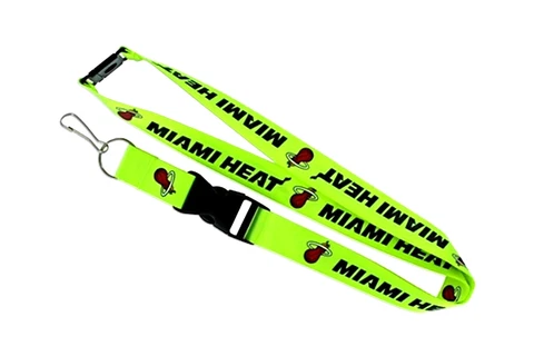 MIAMI HEAT PREMIUM BRIGHT NEON GREEN LANYARD KEYCHAIN 2 SIDED NEW NBA LICENSED Cover