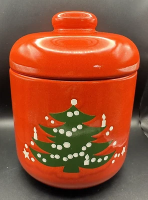 Waechtersbach Red Christmas Tree Red Green Ceramic Cookie Jar Cannister 8.5" - Image 1 of 4