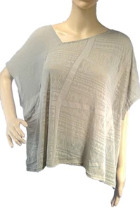 Top mujer Gentle Fawn talla S escote asimétrico marrón burnout transparente dolman - Imagen 1 de 11