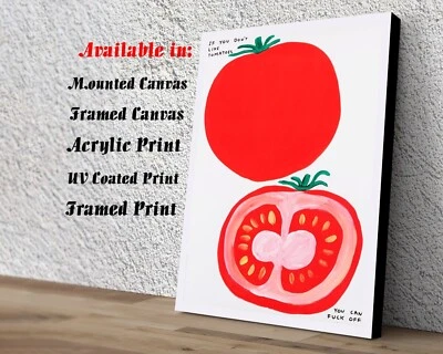 Impresión artística de tomates David Shrigley | Lienzo montado | Lienzo enmarcado | Acrílico Foto 1 de 4