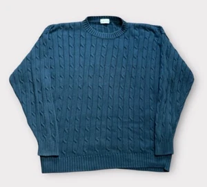 Vintage Izod Cable Knit Sweater Men’s Size XL Dark Teal Pullover 90s - Picture 1 of 7