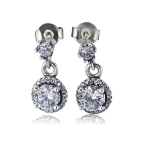 925 Sterling Silver Dangle Studs Drop Earrings Beautiful Cubic Zirconia Stones - Picture 1 of 1