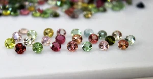AAA Natural Multi Touramline 3mm Round Shape Faceted Cut Loose Gemstone 10 Pcs - Foto 1 di 7