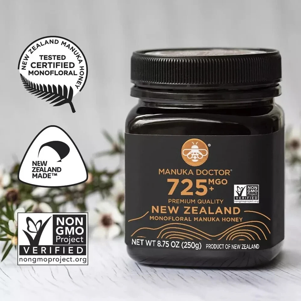 - MGO 725+ Manuka Honey Monofloral 100% Pure New Zealand Honey 250g 10/2026 - Image 1 of 4