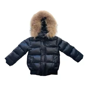 Children Winter Fur Feather Jacket Hooded Slim White duck Down Short Parkas Sz 2 - Picture 1 of 11