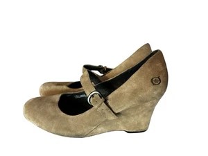 Geboren Keilabsatz Jordana taupe grau Wildleder Leder klassisch Mary Jane Größe 9,5 - Bild 1 von 12