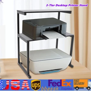 3 Tier Iron Printer Stand Desk Shelf Storage Home/Office/Computer Organizer US - Picture 1 of 12