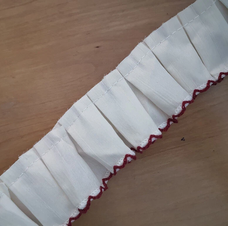 Encaje de algodón con volantes reunidos de 8 yardas marfil/puce, rosa bebé, negro zhb98 Foto 1 de 1