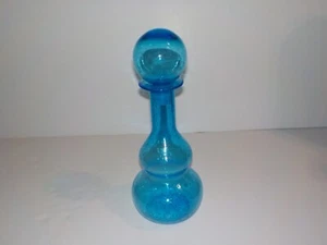 Decantador de burbujas de botella de vidrio Empoli azul vintage MCM genio - Imagen 1 de 5