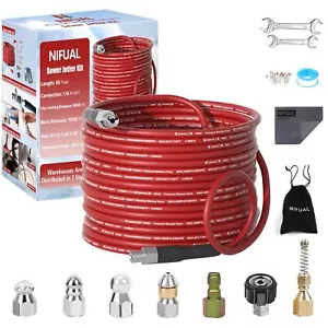 Pressure Washer Cleaning Kit Sewer Jetter Kit For 1/4 Inch Npt Corner Max Workin - Picture 1 of 9