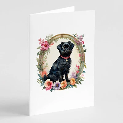 Affenpinscher and Flowers Greeting Cards Envelopes Pack of 8 DAC2072GCA7P - Image 1 of 3